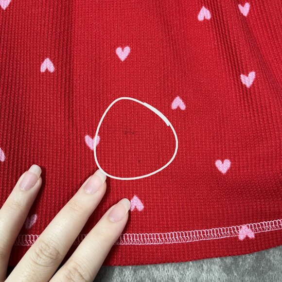 Laura Ashley Heart Print Pajama Set Women’s M Red Waffle Knit Y2K Cozy Valentine - Picture 10 of 16